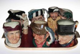 Collection of seven Royal Doulton character jugs including Sir Francis Drake,