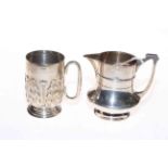 Edwardian silver christening mug, Birmingham 1909 and silver milk jug (2).