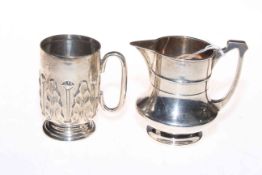 Edwardian silver christening mug, Birmingham 1909 and silver milk jug (2).