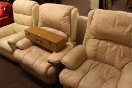 Three leather reclining chairs including Lazboy.