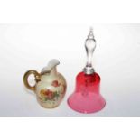 Royal Worcester blush jug and cranberry table bell (2).
