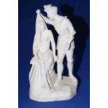 Coalport Josh. Pitts Parian group, BRITOMARTIS UNVEILING AMORET, circa 1851, 43cm.