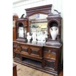 Large Victorian oak mirror back sideboard,