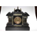 Victorian black marble clock,
