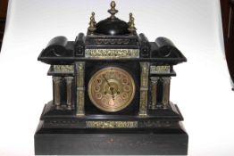 Victorian black marble clock,
