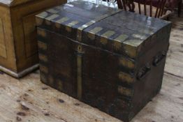 Antique brass bound silver box, 59cm by 85cm.