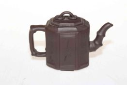 Yixing period teapot with bamboo styled spout and handle.