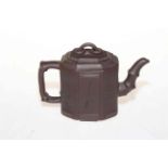 Yixing period teapot with bamboo styled spout and handle.