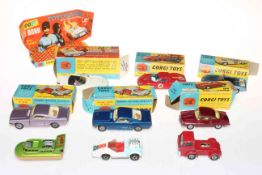 Collection of six boxed Corgi cars; Lotus Elan, NSU Prinz, Mustang Fastback x 2,