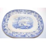 Large 19th Century Staffordshire blue and white meat plate stamped Eton College.