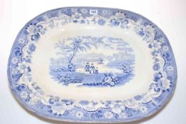 Large 19th Century Staffordshire blue and white meat plate stamped Eton College.