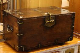 Stained and brass bound trunk, 36cm by 67cm.