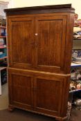 Large Victorian oak four door standing corner cupboard and early 20th Century mahogany china