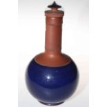 Chinese part blue glazed bottle vase.