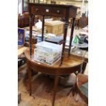 19th Century mahogany and satinwood banded single drawer side table on turned legs and 19th Century