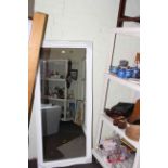 Rectangular white swept framed wall mirror, 167cm by 75cm overall.