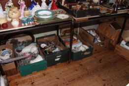 Seven boxes of glass, china, books, cutlery, pictures, etc.