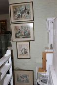 Set of five framed coloured prints of Georgian Folk, all titled.