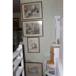 Set of five framed coloured prints of Georgian Folk, all titled.