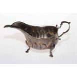 Irish silver sauce boat in Georgian style on hoof feet, Dublin 1900,