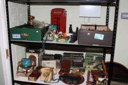 Mamod Traction Engine, model vehicles, dial telephone, vintage radios, gemstone terrestrial globe,