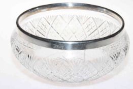 Silver mounted crystal salad bowl, Chester 1904.