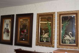 Two pairs of Edwardian rectangular framed painted wall mirrors.