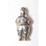 Dutch silver novelty boy pepper pot.