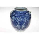 Chinese large vase painted in underglaze blue and white, 31cm.