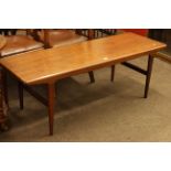 Vintage teak rectangular coffee table, 47cm by 137cm.