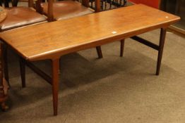 Vintage teak rectangular coffee table, 47cm by 137cm.