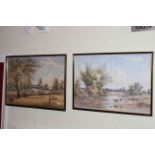 Two framed landscape watercolours.