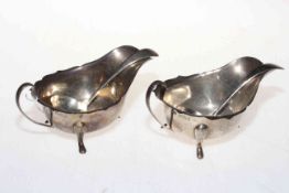 Pair silver sauce boats, Sheffield 1949/1951, together with sauce ladles.