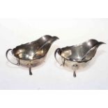 Pair silver sauce boats, Sheffield 1949/1951, together with sauce ladles.