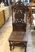 Victorian carved oak high back side chair.