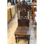 Victorian carved oak high back side chair.