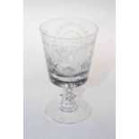 Stuart Crystal York Minster goblet, No. 193, boxed.