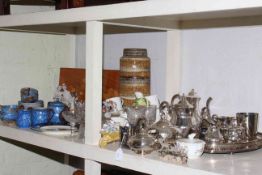 West German vase, Oriental teaware, silver plated ware, glassware, ornaments, etc.