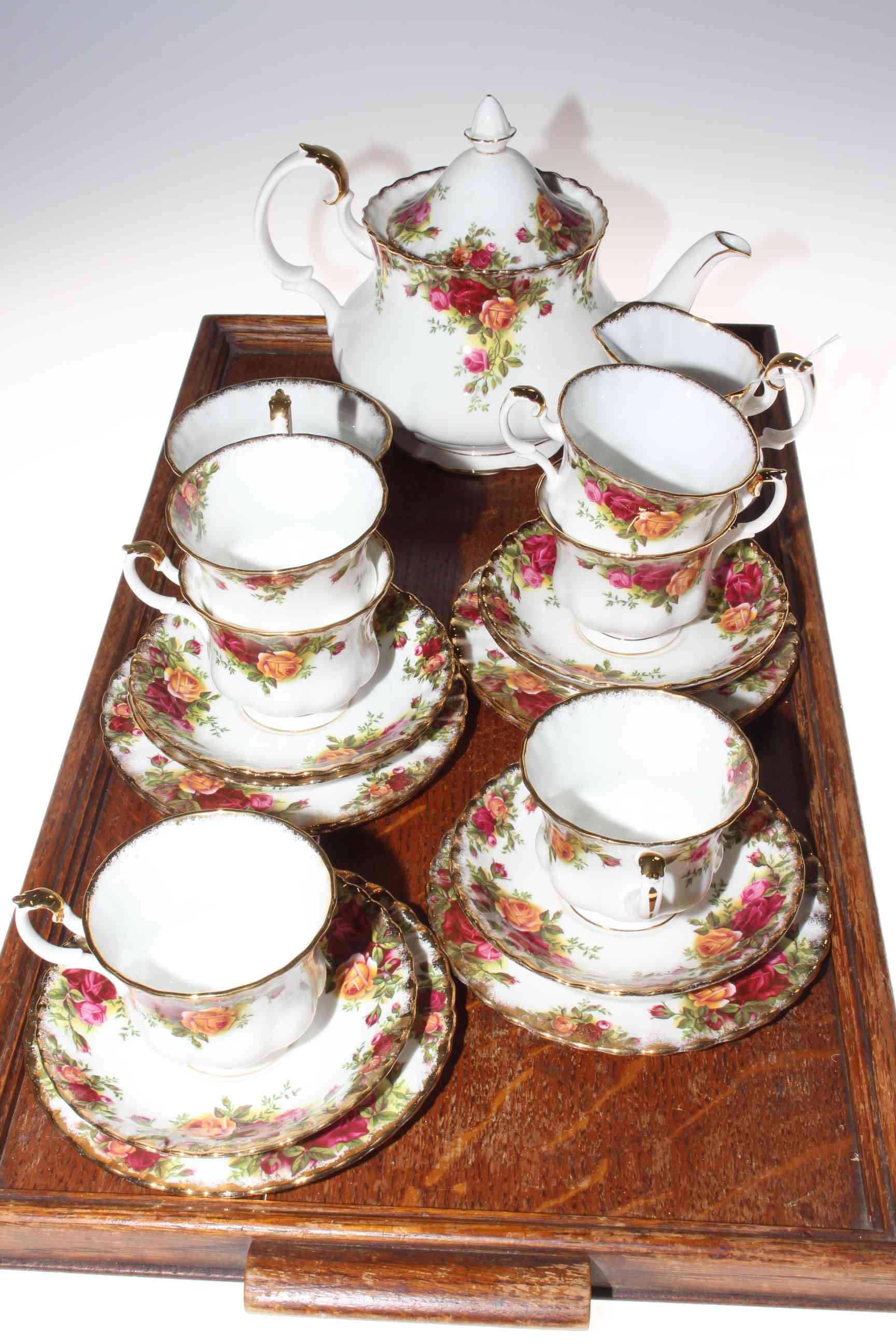 Royal Albert Old Country Roses twenty one piece tea set.