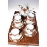 Royal Albert Old Country Roses twenty one piece tea set.