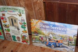 Two signs, Get an Allotment and Farm Services.