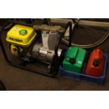 As new Wolf WP2200 petrol generator and two fuel canisters.