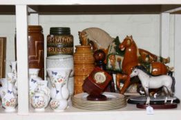 West German vases, Aynsley Cottage Garden vases, two Tang style horses, Beswick 'Arab' horse, etc.