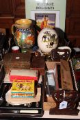 Mixed lot with Charlotte Rhead jug, lantern slides, Mascot Dog toy, book trough, etc.