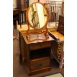 Hardwood bedside pedestal and oval toilet mirror (2).