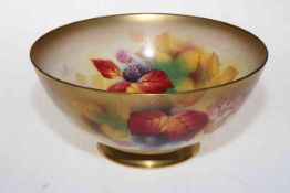Royal Worcester Autumnal Fruits and Leaves bowl by K. Blake, 18cm by 9cm.