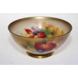 Royal Worcester Autumnal Fruits and Leaves bowl by K. Blake, 18cm by 9cm.