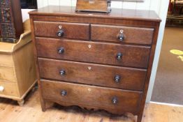 Victorian oak chest of two short above three long graduated drawers, 119cm by 117cm.