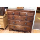 Victorian oak chest of two short above three long graduated drawers, 119cm by 117cm.