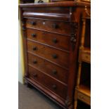 Victorian mahogany six drawer scotch chest, 157cm by 120cm.